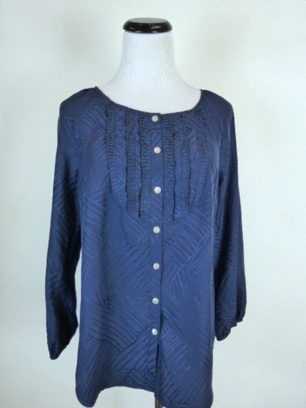 MARC by MARC JACOBS SILK navy blue tunic button up top 10 NWT jacquard